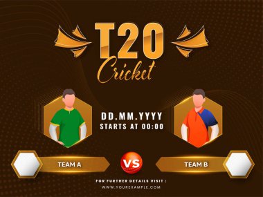 Süper 12 T20 Kriket Maçı A Takımı B (Güney Afrika vs Hollanda) Kahverengi Noktalı Arkaplanda Yüzsüz Oyuncularla.