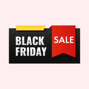 Kara Cuma ve Pembe Arkaplan Üzerinde Satış Yer İmi Kurdelesi.