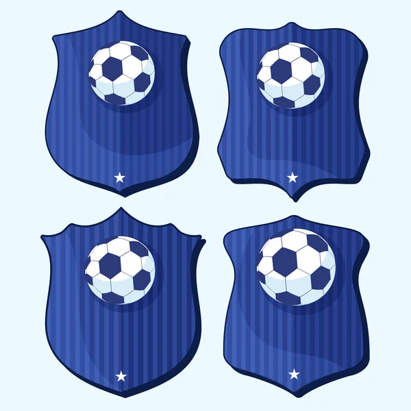 Conjunto Emblema Escudo Futebol Contra Fundo Azul Pastel —  Vetores de Stock