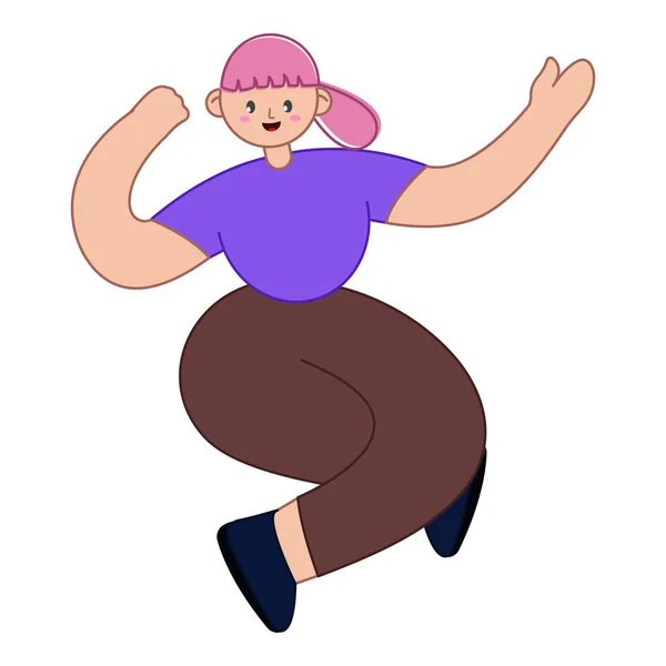 Cartoon Young Girl Character Stilvoller Pose Auf Weißem Hintergrund — Stockvektor