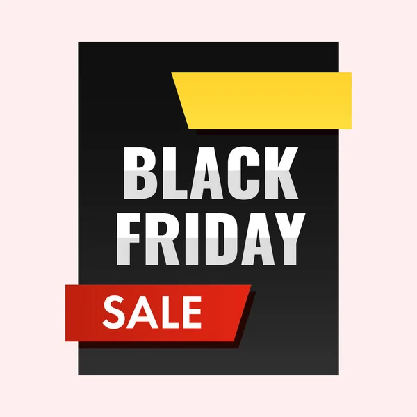 Black Friday Sale Card Com Fita Contra Fundo Rosa —  Vetores de Stock