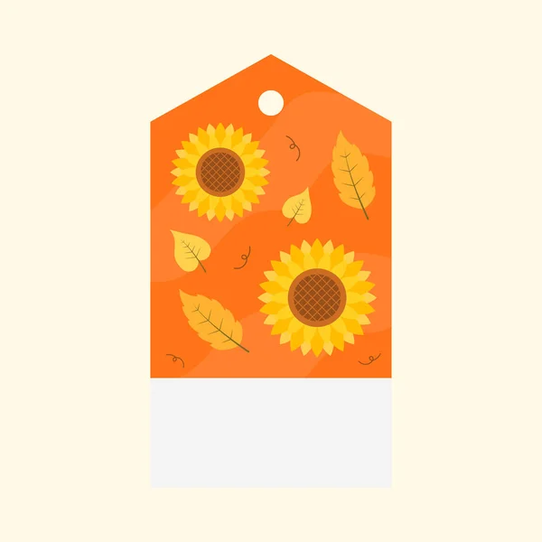 Yapraklı Güneş Çiçekleri Portakal Etiketi Veya Kozmik Latte Arkaplanda Etiket — Stok Vektör