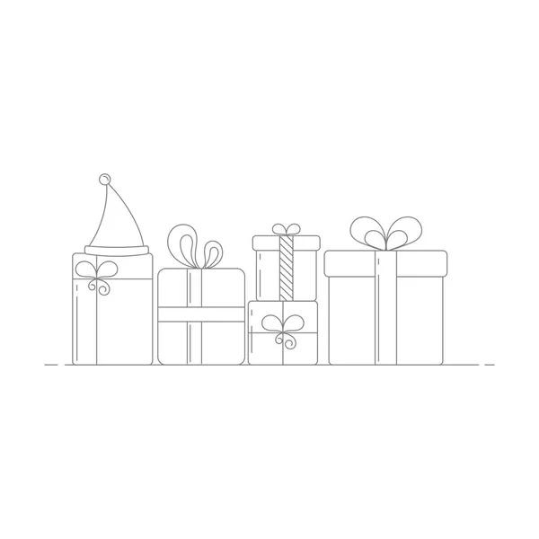Chapeau Noir Fête Style Avc Avec Élément Boîtes Cadeaux — Image vectorielle