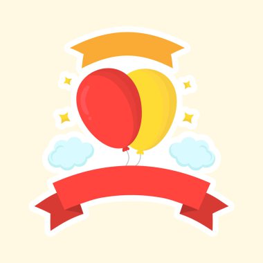 Balonlu ve Yıldızlı Boş Kurdeleler, Sarı Arkaplanda Bulut.