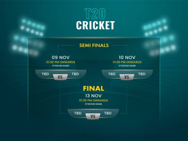 T20 Kriket Yarı Finali ve Son Sabitleme Cam Morfizmi Karanlık Teal Stadyumu Arkaplanı Yapısı Programı.