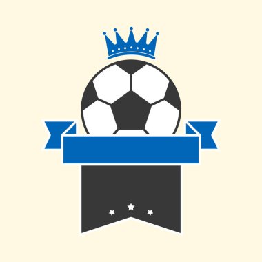 Futbol topu ve kozmik latte taçlandırılmış mavi ve siyah kurdele..