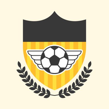 Düz Laurel Sarı Arkaplanda Futbol Kanadı ve Kalkanı Olan Gidiyor.