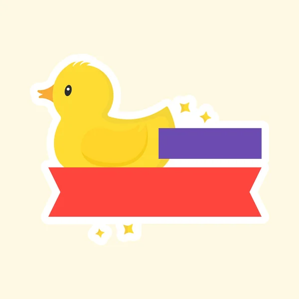 Isolierte Aufblasbare Ente Mit Leeren Bändern Auf Gelbem Hintergrund — Stockvektor