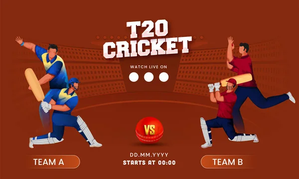 Παρακολουθήστε Ζωντανά T20 Αγώνα Κρίκετ Μεταξύ Της Ομάδας Ένα Batter — Διανυσματικό Αρχείο
