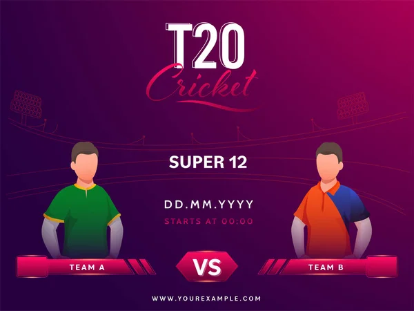 Concepto Partido Cricket Super T20 Con Jugadores Cricket Sin Rostro — Vector de stock
