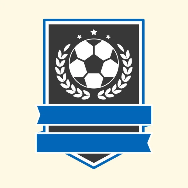 Escudo Cobertura Fita Azul Branco Com Folhas Louro Bola Futebol — Vetor de Stock