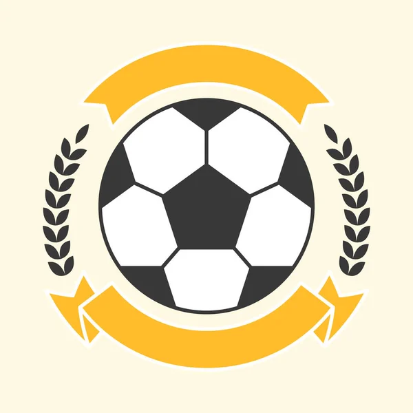 劳蕾尔叶形成圆圈的创意带与黄色背景下的足球太阳 — 图库矢量图片