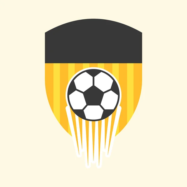 Schneller Beweglicher Fußballball Vor Schwarz Gelbem Schildhintergrund — Stockvektor