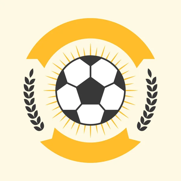 Kreativní Stuha Laurel Listy Tvořící Kruh Fotbalové Slunce Žlutém Pozadí — Stockový vektor