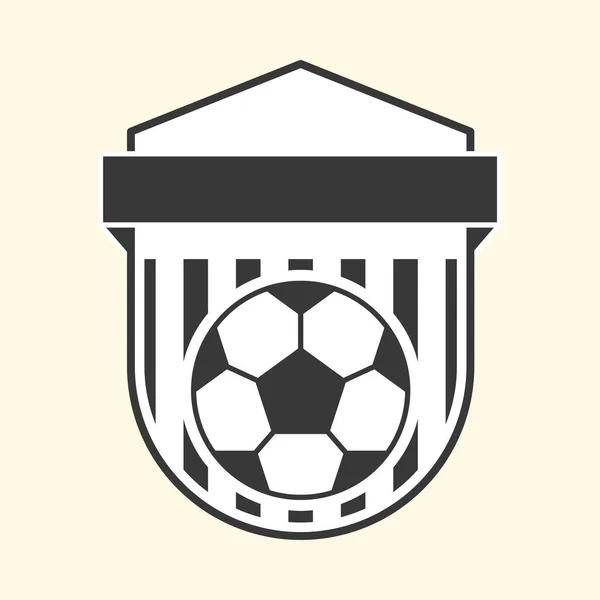 Pallone Calcio Bianco Nero Con Scudo Nastro Bianco Sullo Sfondo — Vettoriale Stock