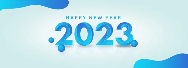 Paper Style 2023 Number Baubles Glossy Blue Background Happy New — Stock Vector