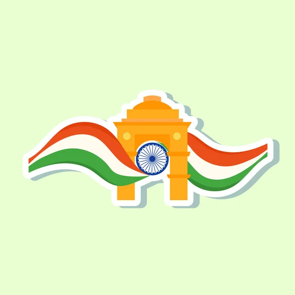 India Gate Wavy Flag India National Festival Celebration Concept Light — Stock Vector