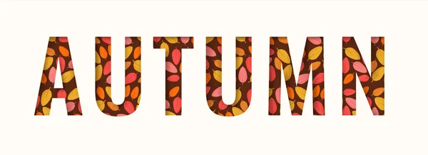Вырезать Осенний Текст Над Листьями Осенью Фон Дизайн Баннера Заголовка — стоковый вектор