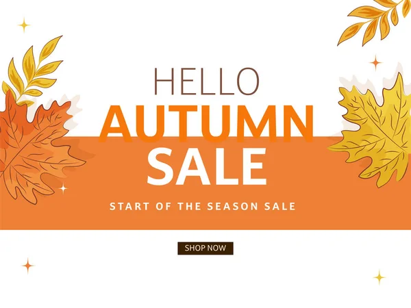 Autumn Sale Poster Design Leaves Orange Stripe White Background — Stock Vector