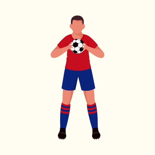 Joueur Football Sans Visage Tenant Ballon Dans Posture Debout Contre — Image vectorielle