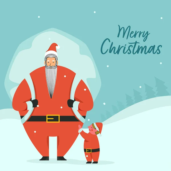 Merry Christmas Celebration Concept Cute Boy Demanded Gift Santa Claus — Stock Vector