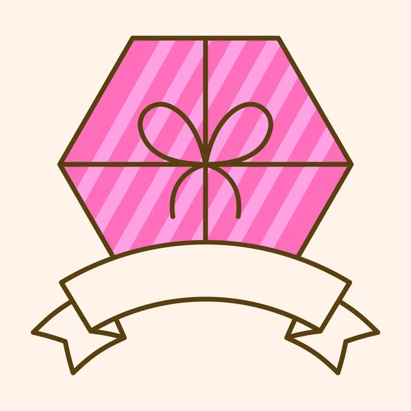 Top View Hexagon Ροζ Κουτί Δώρου Λευκή Κορδέλα Μπεζ Φόντο — Διανυσματικό Αρχείο