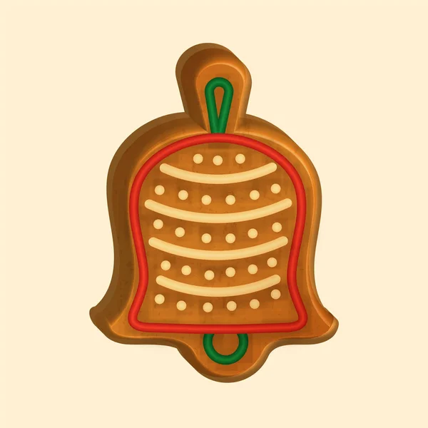 Illustration Gingerbread Bell Cosmic Latte Background — 스톡 벡터