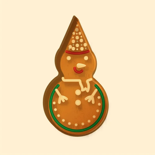 Illustration Cartoon Gingerbread Snowman Cosmic Latte Background — Stock Vector