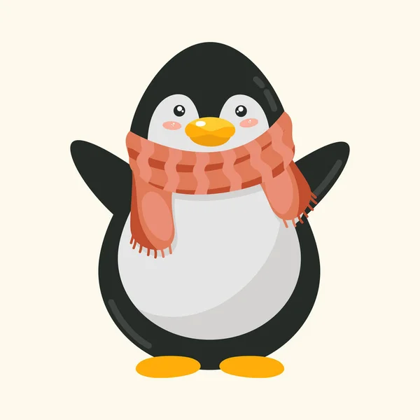 Odizolowany Pingwin Noszący Szalik Kosmicznym Tle Latte — Wektor stockowy
