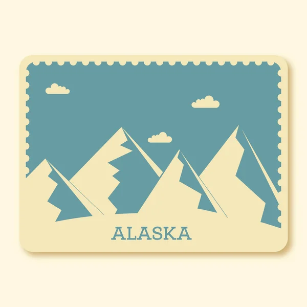 stock vector Alaska Park Stamp Or Poster Design In Beige And Blue Color.