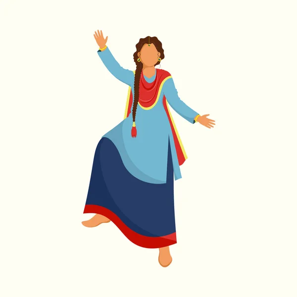 Jeune Punjabi Sans Visage Exécutant Danse Bhangra Tenue Traditionnelle — Image vectorielle