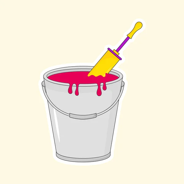 Seau Couleur Rose Avec Pichkari Pistolet Eau Sur Fond Latte — Image vectorielle