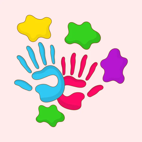 Colorful Blobs Human Hand Print Background — Stock Vector