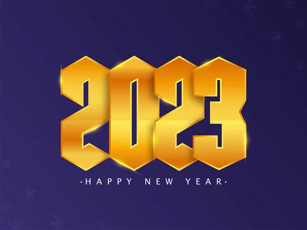 Golden 2023 Nummer Tegen Blauwe Sneeuwvlok Achtergrond Voor Gelukkig Nieuwjaar — Stockvector