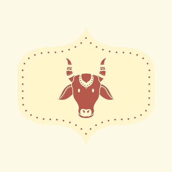 Indian Animal Sticker Cow Face Brown Cosmic Latte Color — Stock Vector