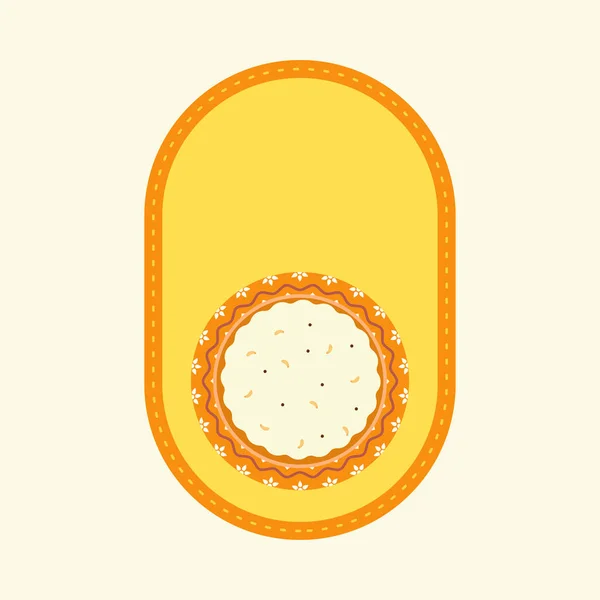 楕円形の黄色の背景に米粘土鍋のトップビュー — ストックベクタ
