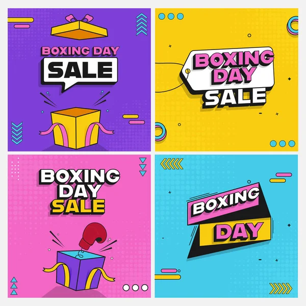 Boxing Day Sale Post Template Design Open Gift Box Spring — Stock Vector