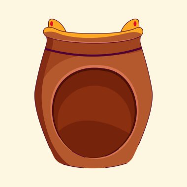 Bej arka planda izole edilmiş kahverengi kil ocağı.