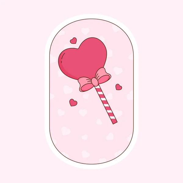 Isolated Gift Lollipop Flying Hearts Pink Oval Background — Stock Vector