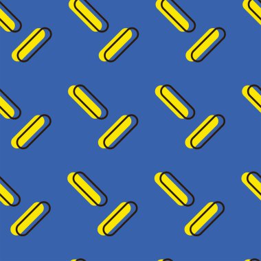 Kusursuz Geometrik Yuvarlak Dikdörtgen Desenli Mavi ve Sarı Arkaplan.