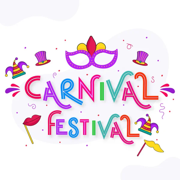 Colorful Carnival Festival Text Decorated Elements White Background — ストックベクタ