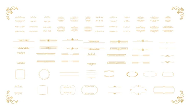 Колекція Красивих Золотих Елементів Рамки — стоковий вектор