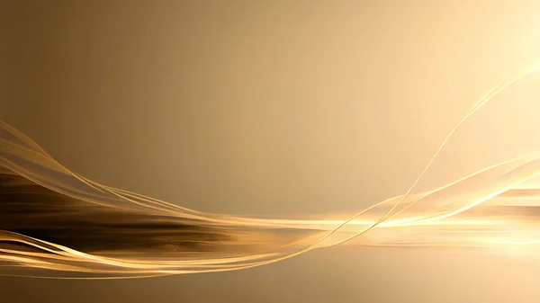 Abstract Golden Wave Motion Background With Lights Reflection.