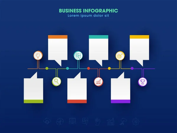 Business Infographic Timeline Template Options Chat Box Label Thin Line — Stock Vector