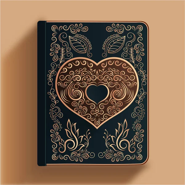 Baroque Book Cover Design Brown Background — Stock Vector
