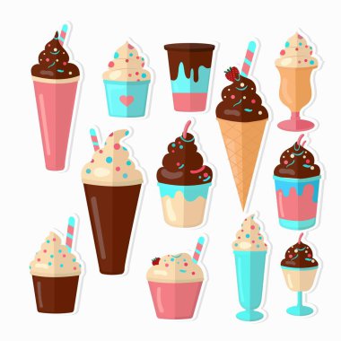 Yapıştırma Biçiminde Dondurma Simgeleri Koleksiyonu.