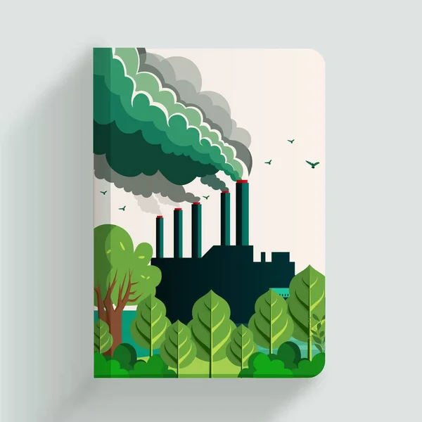 Εργοστάσιο Και Φύση Περιβαλλοντικό Υπόβαθρο Του Εξωφύλλου Ημερολόγιο Πρότυπο Σχεδιασμού — Διανυσματικό Αρχείο