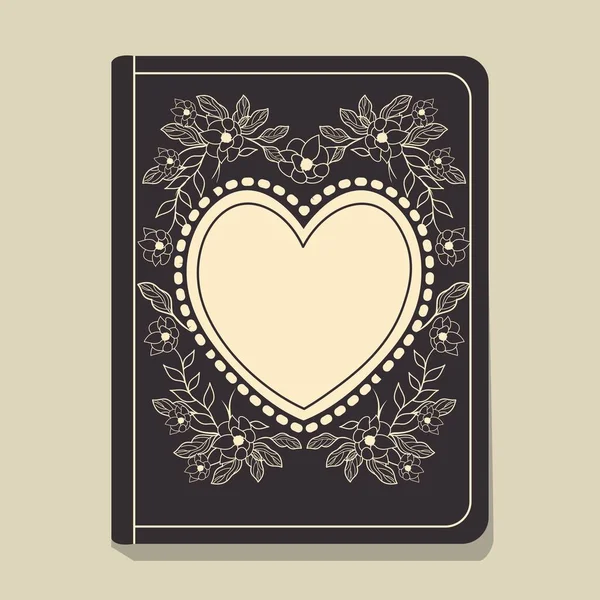 Floral Ground Heart Shape Pattern Book Cover Template Diary Design — 스톡 벡터