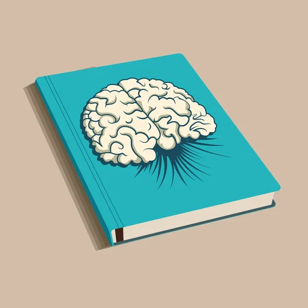 Brain Print Cover Book Element Pastel Brown Bakgrund — Stock vektor