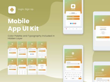 Kullanıcı Arayüzü, UX ve Arayüz Düzenlemesi Hesap Girdisi, İmzala, Mobil Uygulamalar için Ekranı Kilitle veya Yanıt Web Sitesi dahil olmak üzere farklı Giriş Ekranları.
